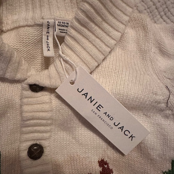 Janie and Jack Cream Moose Sweater - Picture 5 of 6